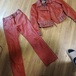 Harley-Davidson Vibrant Red Leather Jacket with Studded Details